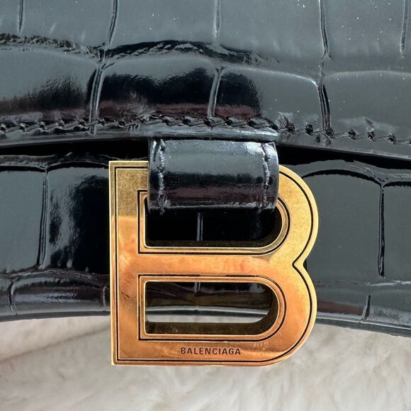 Balenciaga Black Croc-Embossed Mini Bag - Picture 3 of 13